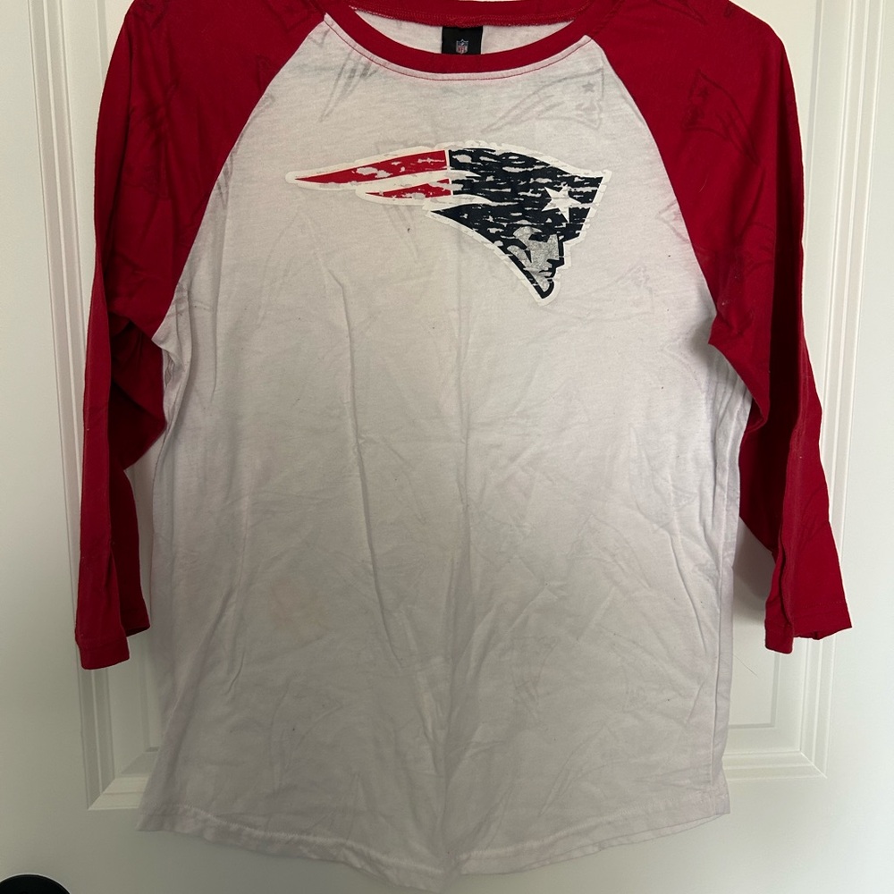 NFL Team New England Patriots Apparel Red and White Women's Shirt